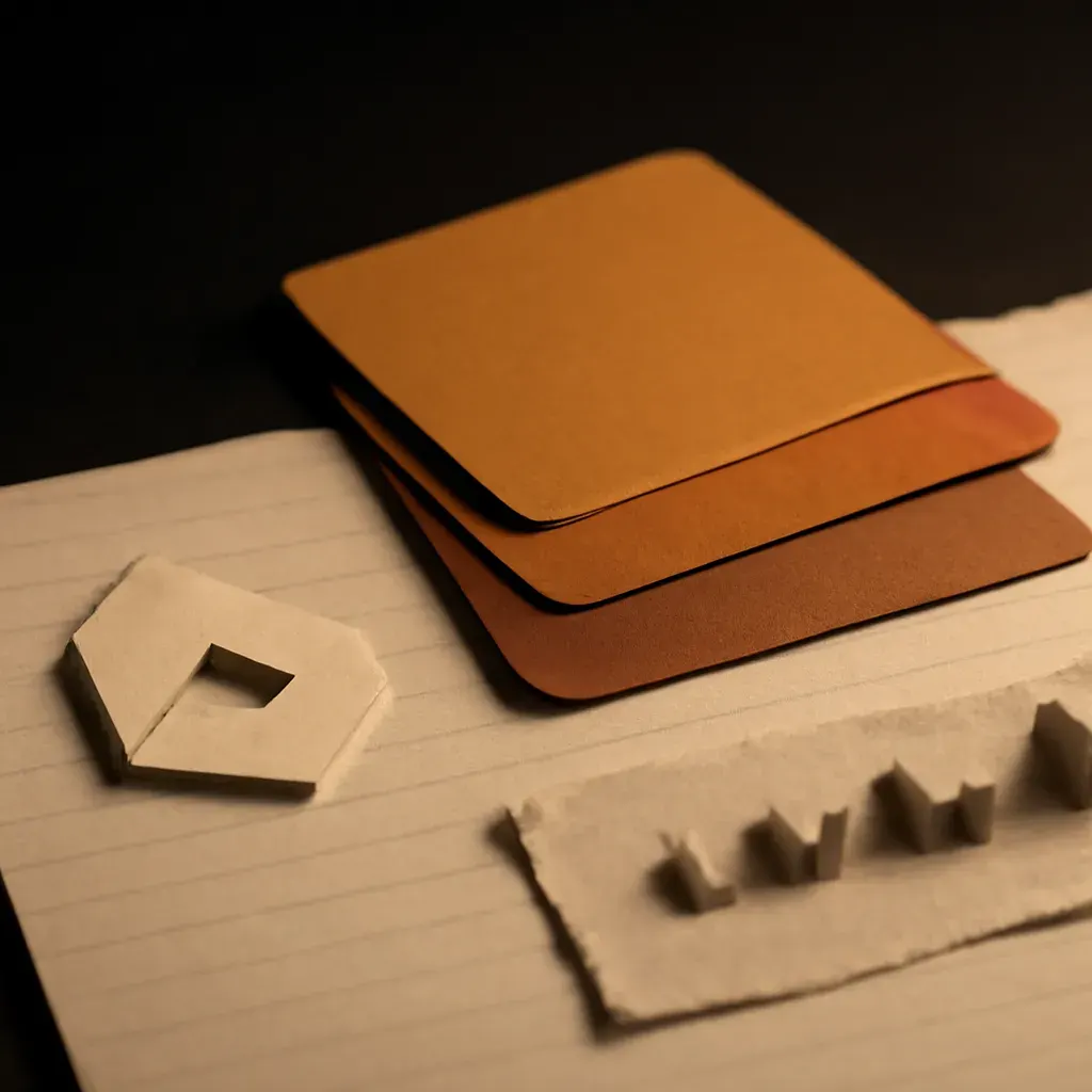A close crop of a logo mark, colour swatches and a type specimen laid out on a ruled sheet, mid-system.